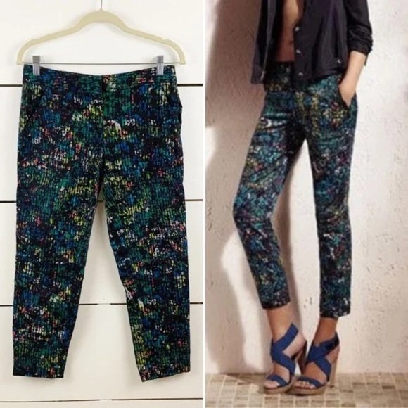 DEREK LAM FOR DESIGN NATION Ankle Chino Pants Black Multi Size 6 Cotton Stretch - Picture 1 of 6